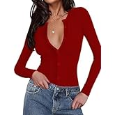 INFITTY Women Bodysuit Sexy Deep V Neck Button Down Long Sleeve Top 2026 Trendy Thong Body Suits Outfits for Going Out