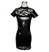 PHOTNO Underwear, Patent Leather Lace Lingerie Elastic Free Size Mini Dress Clubwear Black