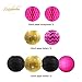 NICROLANDEE Hen Party Decorations Hot Pink and Black Tissue Pom Poms Glitter Gold Paper Lanterns Hanging Honeycomb Ball for Wedding Bridal Shower Wall Decor Valentines Decorations