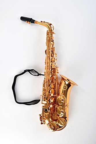 NEW! Herche Superior Alto Saxophone AS-630 Best for Students - Durable forged keys -Plush lined Saxophone BackPack Case - Leather Pads - Cork Grease - Saxophone Neck Strap - #2 Rico Saxophone Reeds