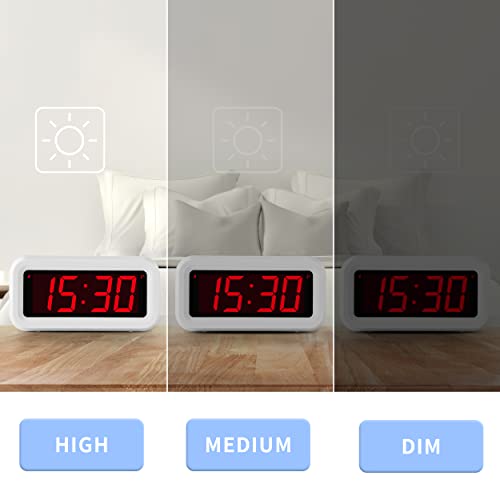 KWANWA Alarm Clock, Digital Clock, Auto NightMode, 3Level Led Brightness, Battery Powered, 12