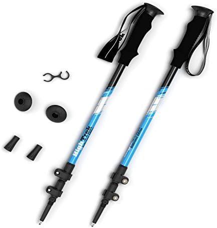 Premium Ultralight Trekking Poles w/ Sweat Absorbing EVA Grips - Your collapsible Hiking / Walking Sticks come with Tungsten Tips and Flip Locks - Enjoy the Outdoors