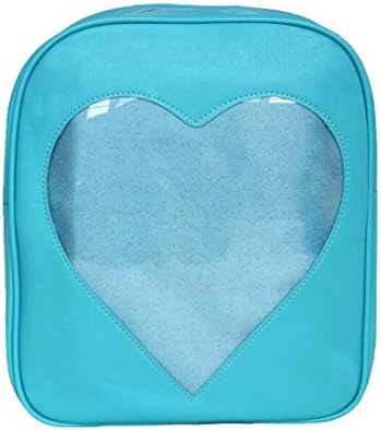 Candy PU Leather Backpack waterproof [Cute][Transparent] School Bag Backpack for Girl Casual School Shoulder Bag (Blue)