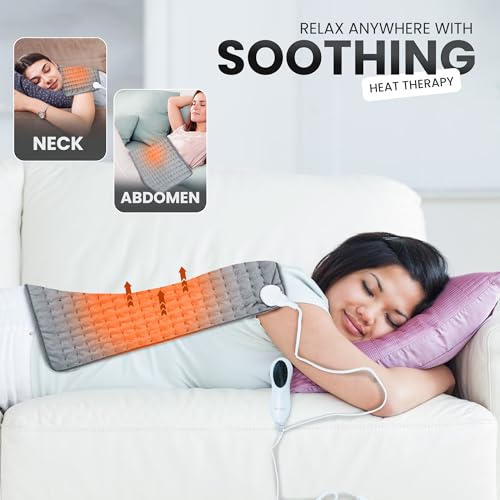 BIVATU Electric Heating Pad – 6 Temperature Levels, Auto Shut-Off, 87-Inch Power Cord, Machine Washable – Pain Relief for Back, Neck, Shoulders, Abdomen, and Period Cramps