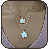 Clover Leaf Necklace 925 Sterling Silver/Mother of Pearls Cubic Zirconia/Solid Silver/Gold Plated/Layering Necklace/Gift for Her