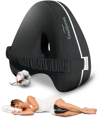 Cruchlorent Black Heart Leg Pillow - 100% Cotton - Designed for Side Sleepers - Supports up to 95 kg - Fights Back, Hip and Knee Pain