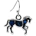 Blue Green Abalone Paua Shell Galloping Prancing Horse Lover Silver Jewelry Earring for Girl Women Teen