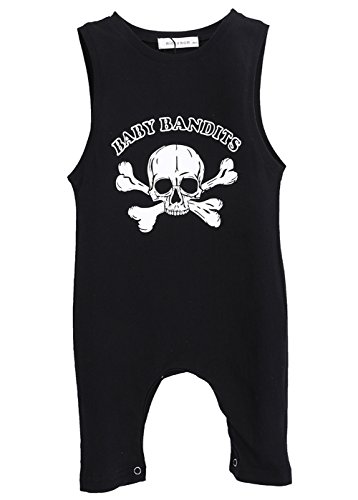 Newborn Baby Boy Girls Sleeveless Romper Jumpsuit Pirate Skull Costume Outfits