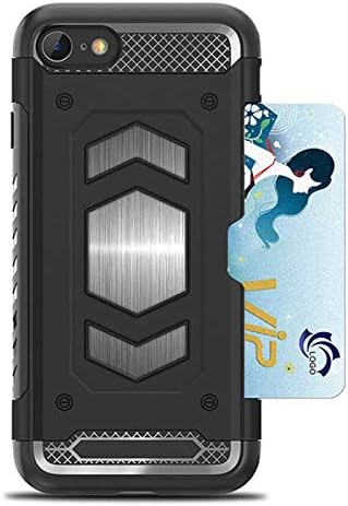 Heima iPhone 6S Case,iPhone 6 Case, Slim Armor Shockproof Heavy Duty Protection Dual Layer TPU&PC Hybrid Case Cover with Card Holder&Magnet Metal Plate for iPhone 6S / iPhone 6 (HY Series-Black)