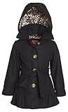 Pink Platinum Girls Wool Look Hooded Winter Dress Pea Coat Jacket with Belt
