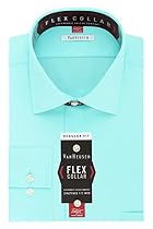 Van Heusen Men's Flex Collar Regular Fit Solid Spread Collar Dress Shirt, Mineral, 14.5