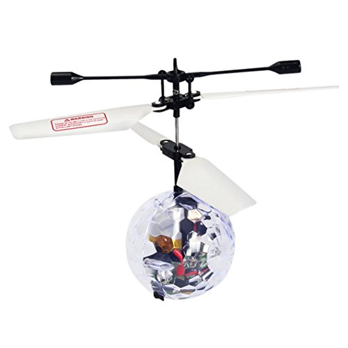 Leegor RC Toy Epoch Air RC Flying Ball, RC Drone Helicopter Ball Built-in Shining LED Lighting for Kids Teenagers Colorful Flyings for Kids Toy Christmas Gift (Clear)