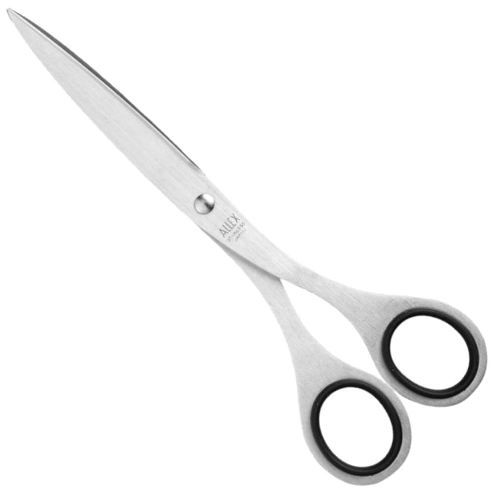 ALLEX Japanese Office Scissors for Desk, Large 7.2" All Purpose Scissors, Made in Japan, All Metal Sharp Japanese Stainless Steel Blade with Non-Slip Soft Ring, Black