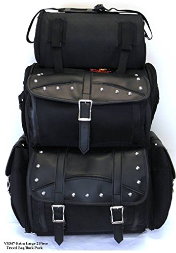 Vance Leather Extra Large Studded 2-Piece Travel Bag/ Back Pack