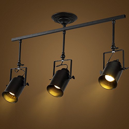 Vintage Ceiling Spot Track Light, MKLOT Adjustable 3-Light Lighting Spot Light with Cone Black Shades,Dark Bronze Finish