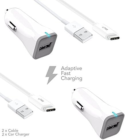 LG G6+ Plus Type-C 2.0 Cable Adaptive Fast Charger Kit by Ixir {2Car Chargers -2 Type-C Cables} Fast charger up to 50% faster charging!