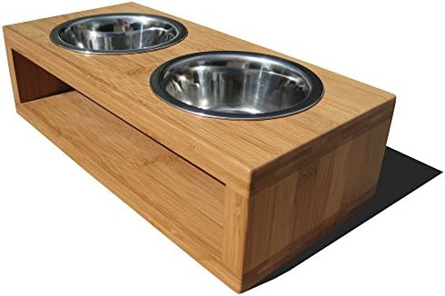 Pet Lounge Studios Bambu Small Diner in Bamboo/Stainless Steel