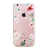Urberry Iphone SE Case, Iphone 5 Case, Iphone 5S Case, Transparent Rose Print Case with a Screen Protector