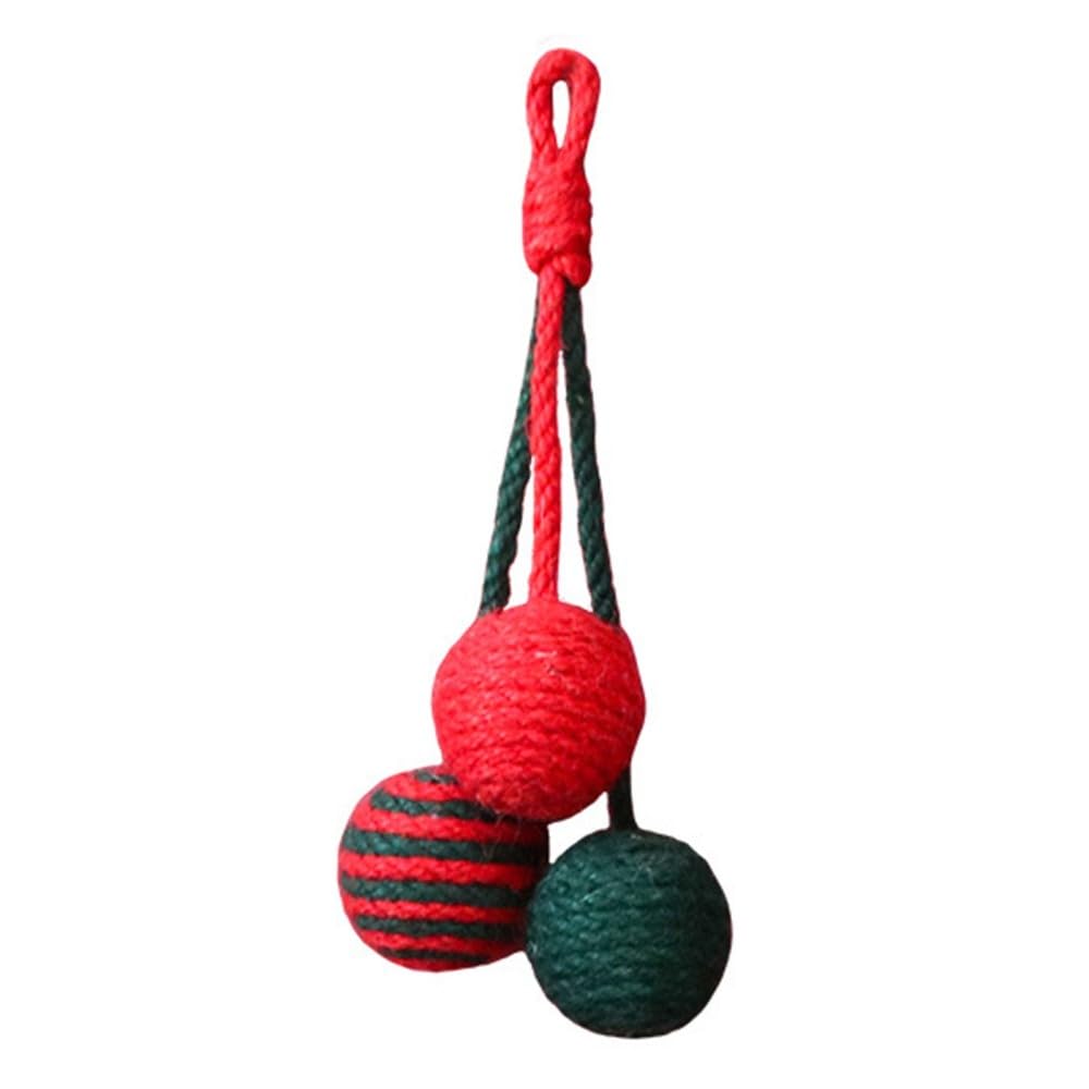 MiOYOOW Cat Balls, Handmade Sisal Hanging Cat Toy, Scratch-Resistant, Rattling Tricolor Interactive Toy for Cats Kitten Tower Tree Scratching