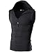 Ohoo Mens Slim Fit Hooded Sleeveless Hoodie Henley Button Ribbed Tank Top