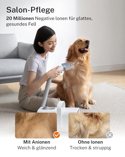 HomeRunPet Ultra Quiet Dog Hair Dryer 43 dB, 120 m/s Quick-Drying, Blower Dog 99 Adjustable Settings for Speed and Temperature, 3-in-1 Various Nozzles, Overheating Protection Over 60°C