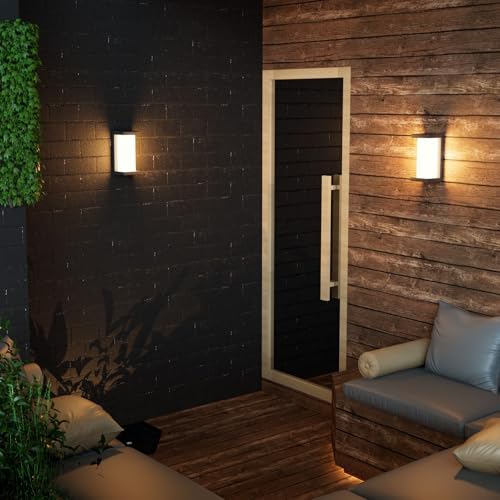 Klighten 2pcs 24W 3000K Outdoor LED Wall Light IP65 Waterproof Indoor/Outdoor Aluminum Wall Light for Driveway, Garden, Patio, etc. Black