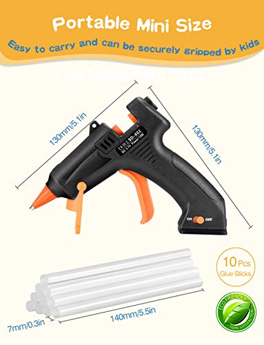 TOPELEK Cordless Hot Glue Gun Kit, 15W Mini Glue Gun with 10Pcs Glue Sticks, USB Charging Hot Melt Glue Gun for DIY Crafts, Quick Repairs, Home, School, Office Arts
