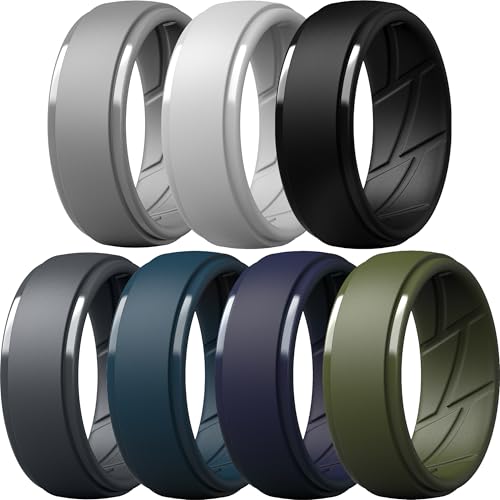 ThunderFit Men's Silicone Rings 10mm Wide 2.5mm Thick Rubber Bands, Breathable, Variety Multipack 1-10