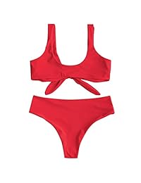 Bikini acolchado con nudo frontal para dama