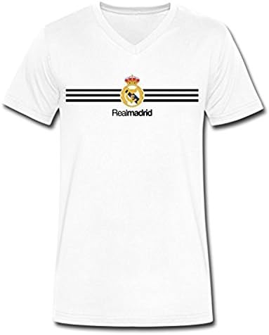 GD Men39;s Real Madrid C.F. Logo V Neck T-shirt White XX-Large