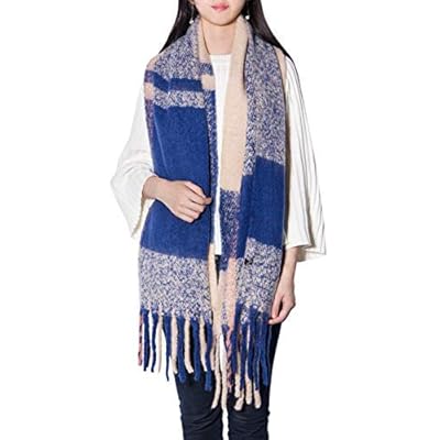 Women's Long Plaid Chunky Oversized Big Warm Scarf Tartan Wrap Plaid Shawl