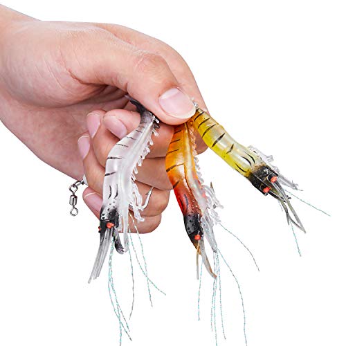 WANBY Künstlich Silikon Weiche Kunstköder Köder Köderset Leuchtender Swimbait Garnelen Angelköder mit Haken Angelgerät SüÃwasser/Salzwasser – Bild 8