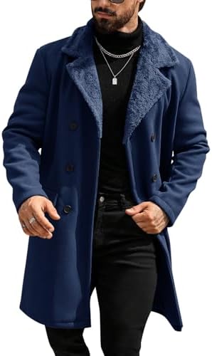 Amazon.com: Tdvcpmkk Men's Fur Collar Wool Blend Coat Autumn And