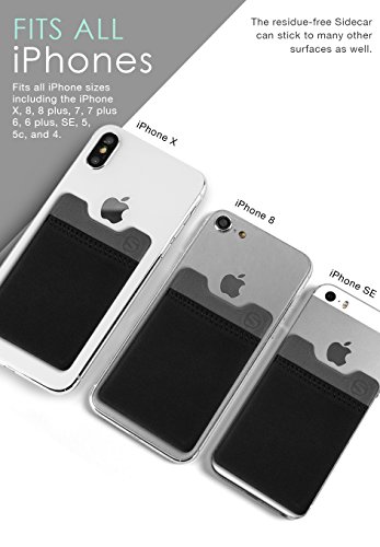 Silk Stick-on Phone Wallet - Sidecar Slim Expandable Credit Card Pocket - Fits iPhone and Android (Midnight Black) - Thumbnail 5