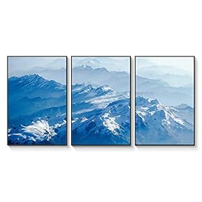 Floating Framed Canvas Wall Art for Living Room, Bedroom Landscape Gorge Mountain River Grassland Canvas Prints for Home Decoration Ready to Hang - 16"x24"x3 Panels