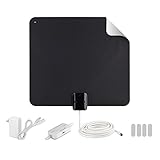 RCA Indoor TV Antenna Amplified Antenna TV Digital HD - Thin Film Reversible Antenna with HDTV Multi-Directional VHF and UHF Reception and A Large 65 Mile Range from Black (AZON009)