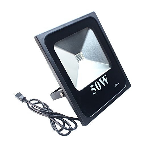 Exulight UV LED Flood Light, 50W High Power UV Ultraviolet Blacklight 85V-265V AC IP66 waterproof for Parties,Curing, Glue, Blacklight, fishing, Aquarium with US plug (50W)