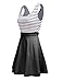 Omeya Womens Sexy Open Back Cocktail Slim Black White Striped Mini Dress (S, Black)
