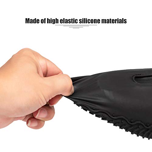 CHUHUAYUAN Waterproof Silicone Shoe Covers, Reusable Foldable Not-Slip Rain Shoe Covers with Zipper,Shoe Protectors Overshoes Rain Galoshes for Kids,Men and Women(1 Pair) (Black, L) - Thumbnail 5