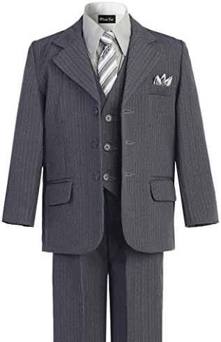 OLIVIA KOOBoys Pinstripe 6-Piece Suit with Matching Neck Tie and Pocket Square