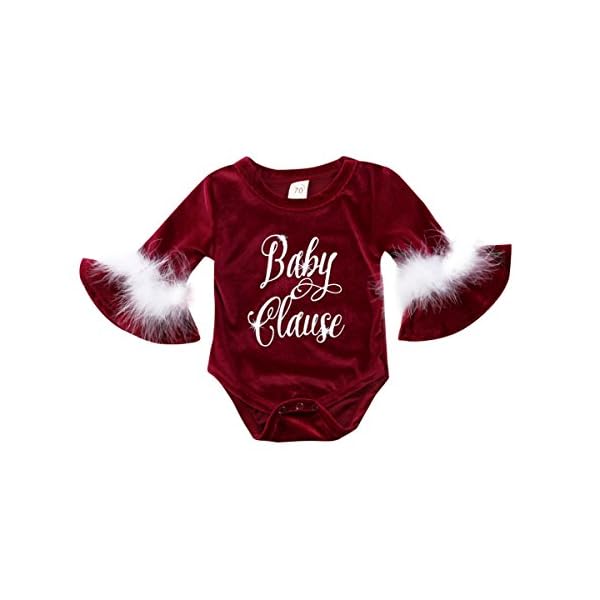 Emmababy Baby Girl Christmas Outfit Cow Print Ruffle Bodysuit Crewneck Sweatshirt Oversized Sweater Romper Velvet…