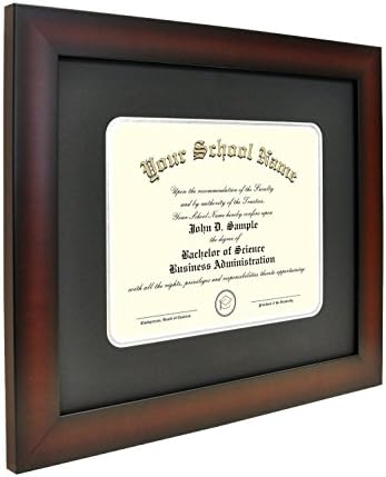 Celebration Frames Mahogany Finish Infinity Diploma Frame (fits 11 x 14 Document) with Black and Silver Mats