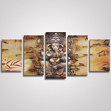 XGHC 5 Panels Hindu Fairy Canvas Prints Indian Godness Canvas Art Painting for Home Decor Unframed , include inner frame