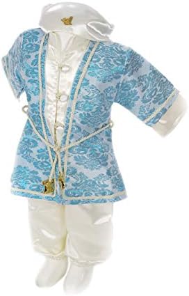 MiuJoy Baby Boy’s Ottoman Sehzade Sultan Turquoise Blue Suit 4 Pieces for 3-6 Months