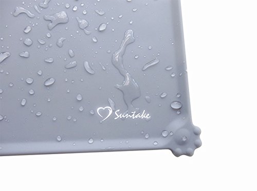 Suntake 2Packs Silicone Dog Cat Food Bowl Mat Non Stick Pet Food Water Feeding Mats Placemat Cushion(Gray)