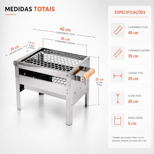 Churrasqueira A Carvao Portatil Inox Pequena Versão Mini Estrutura Robusta Em Aço Inoxidável Com Grelha Para Camping e Praia [ K-SELL IMPORTS ]