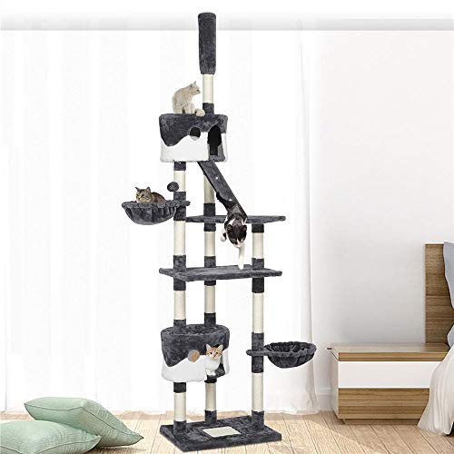 Yaheetech-Kratzbaum-Stabil-Katzenbaum-fr-Katzen-Spielbaum-deckenhoch-hhenverstellbar-228-255-cm