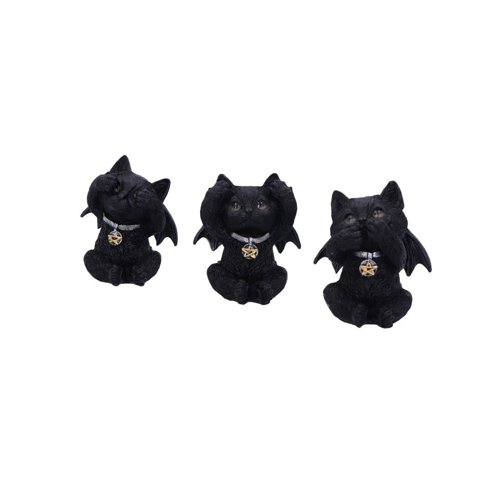 Nemesis Now Three Wise Vampuss Cat Figurines, 9cm, Black, Vampire Cats, Witch Gift, Halloween Decoration, Cast in Finest Resin, Lovingly Hand-Painted