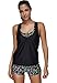 Ebuddy Women Sports Swimwear Bikini Double Up Tankini Top and Bottoms Swimsuit