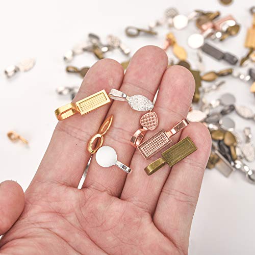 OBSEDE Glue on Bails for Pendants Jewelry Making Necklace Earring Bail Scrabble Making Supplies Glass Cabochon Tiles Pendant